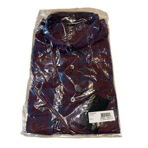 NWT Todd Snyner Red Indigo Plaid Button Down Shirt Mens Medium SH027101